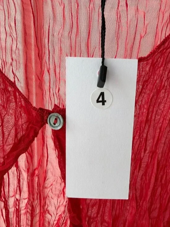 NWT- Baacal Lipstick Red "Maya" Pleated Cardigan - Picture 8 of 9